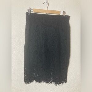 Hayden Los Angeles black lined lace pencil skirt knee length Medium side zipper